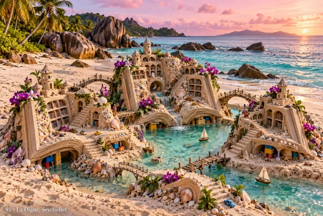 An imaginative sandcastle artwork from the beach and fantasy castle collection.