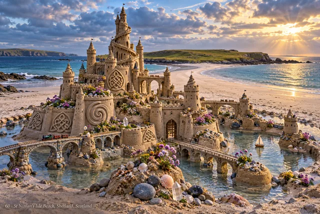 An imaginative sandcastle artwork from the beach and fantasy castle collection.