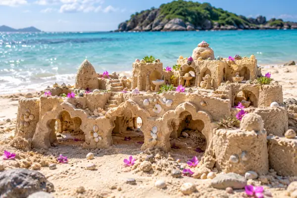 Flower-Arch Sand Fortress by the Sea.