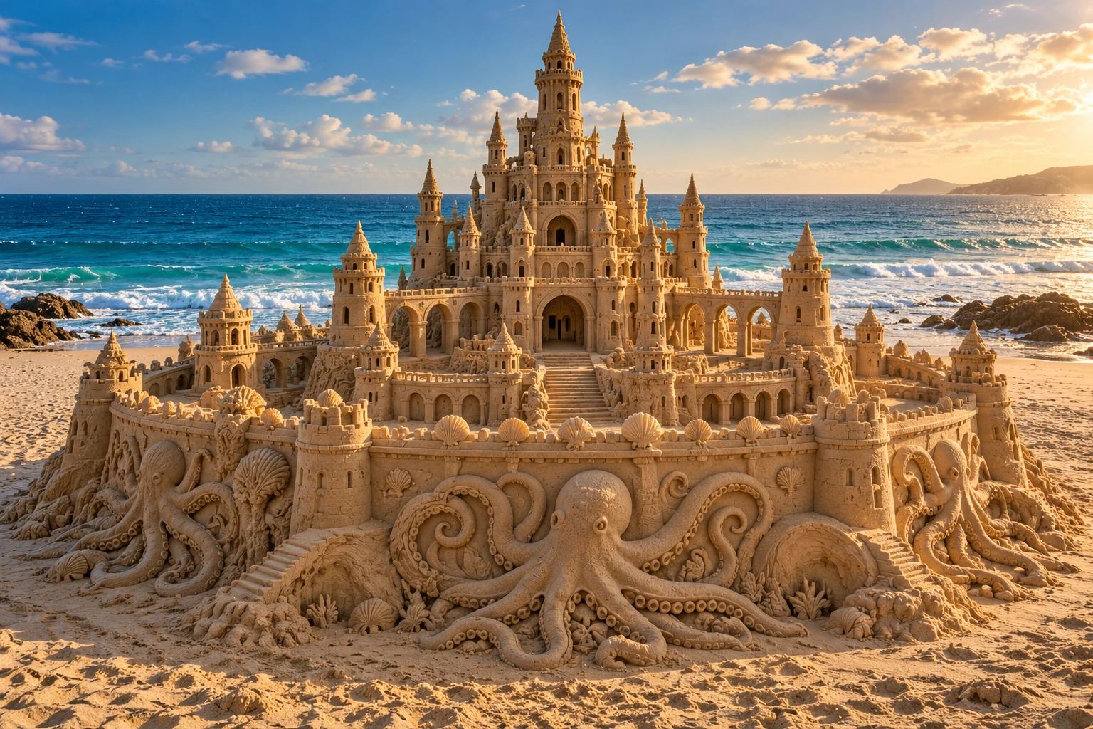 An imaginative sandcastle artwork from the beach and fantasy castle collection.