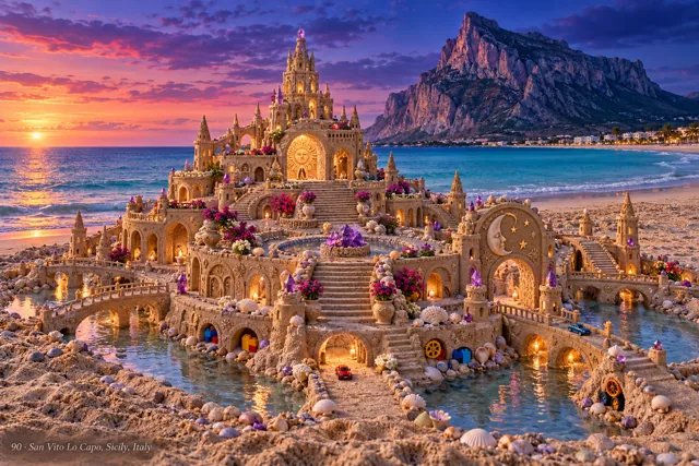 An imaginative sandcastle artwork from the beach and fantasy castle collection.