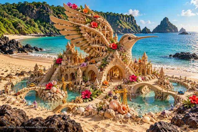 An imaginative sandcastle artwork from the beach and fantasy castle collection.