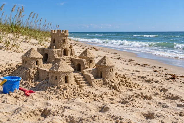 An imaginative sandcastle artwork from the beach and fantasy castle collection.