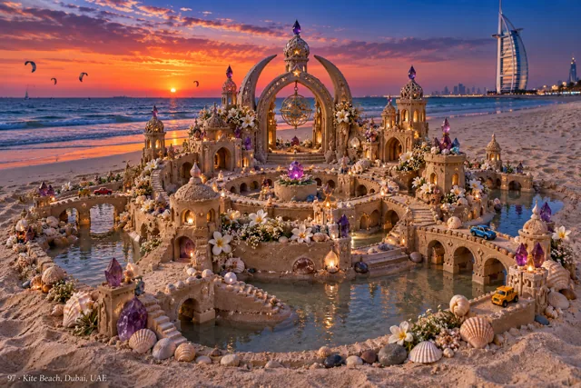 An imaginative sandcastle artwork from the beach and fantasy castle collection.