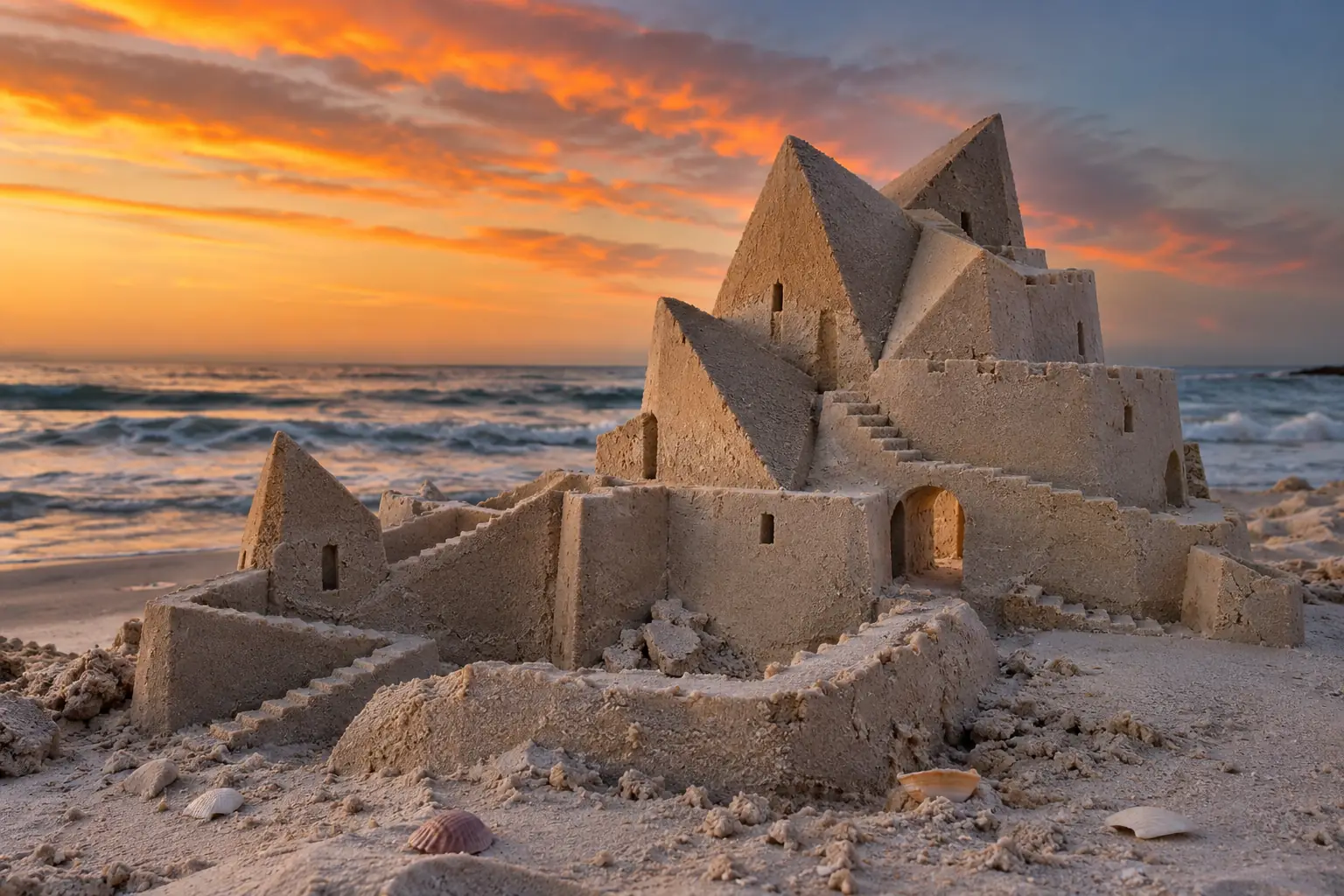 Folded Sandcastle by the Orange Tide.