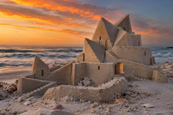 Folded Sandcastle by the Orange Tide.