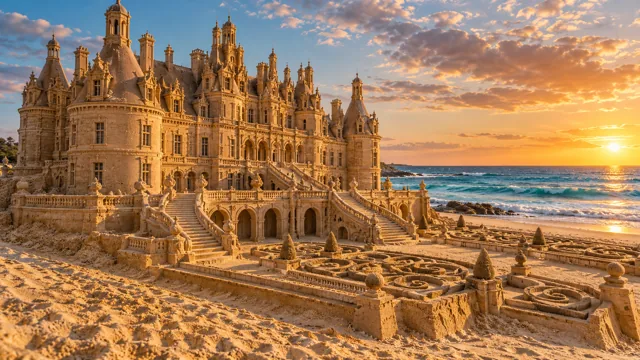 An imaginative sandcastle artwork from the beach and fantasy castle collection.