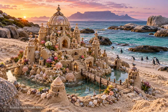 An imaginative sandcastle artwork from the beach and fantasy castle collection.