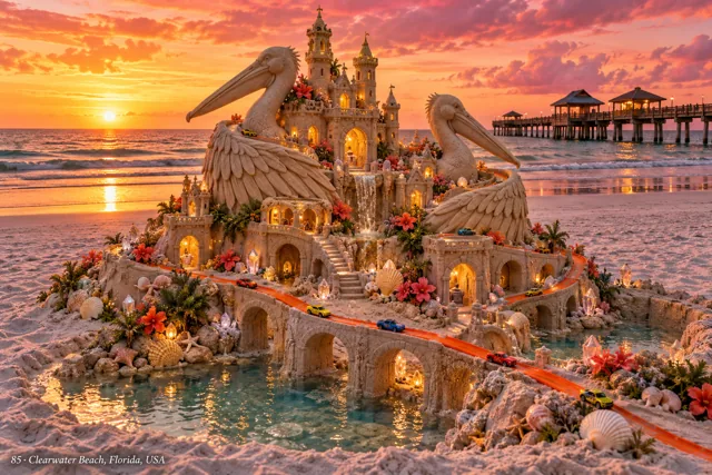 An imaginative sandcastle artwork from the beach and fantasy castle collection.