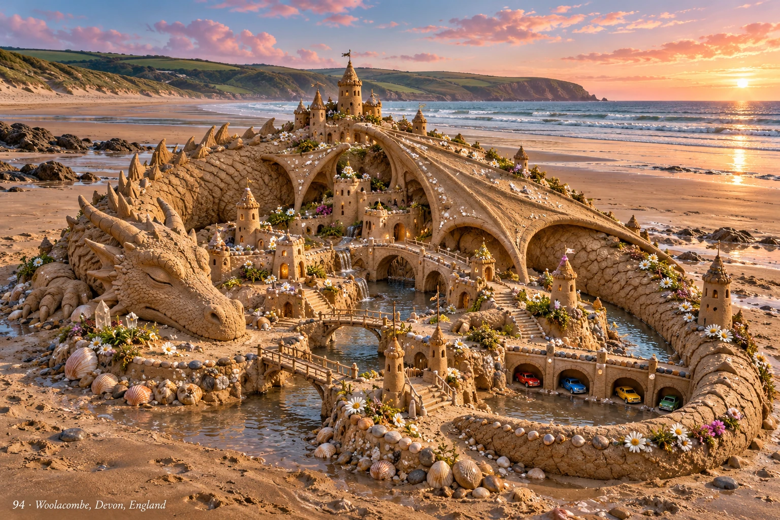 An imaginative sandcastle artwork from the beach and fantasy castle collection.