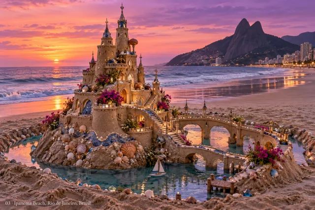 An imaginative sandcastle artwork from the beach and fantasy castle collection.
