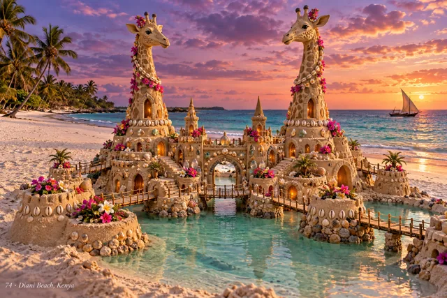 An imaginative sandcastle artwork from the beach and fantasy castle collection.