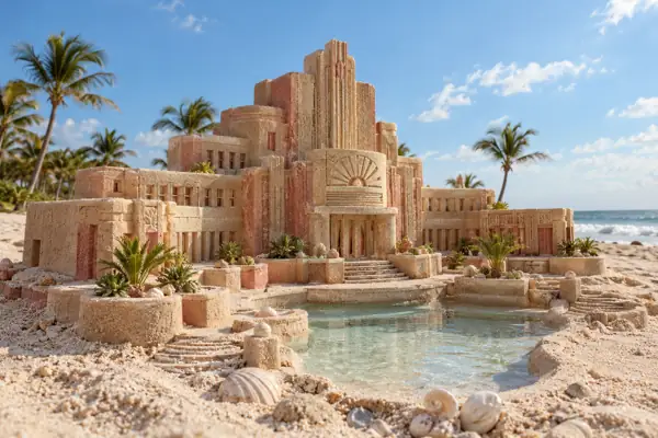 Miniature Art Deco Sand Hotel.