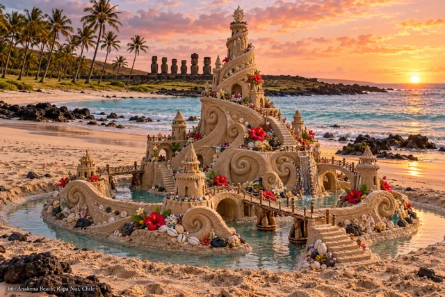 An imaginative sandcastle artwork from the beach and fantasy castle collection.