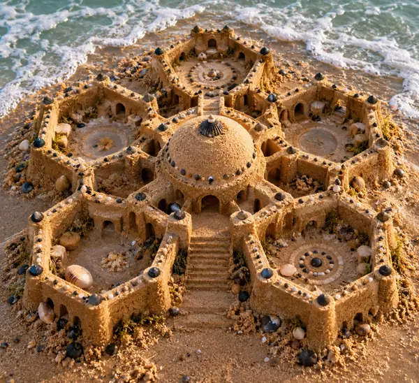Hexagonal Sand Courtyards Around a Dome.