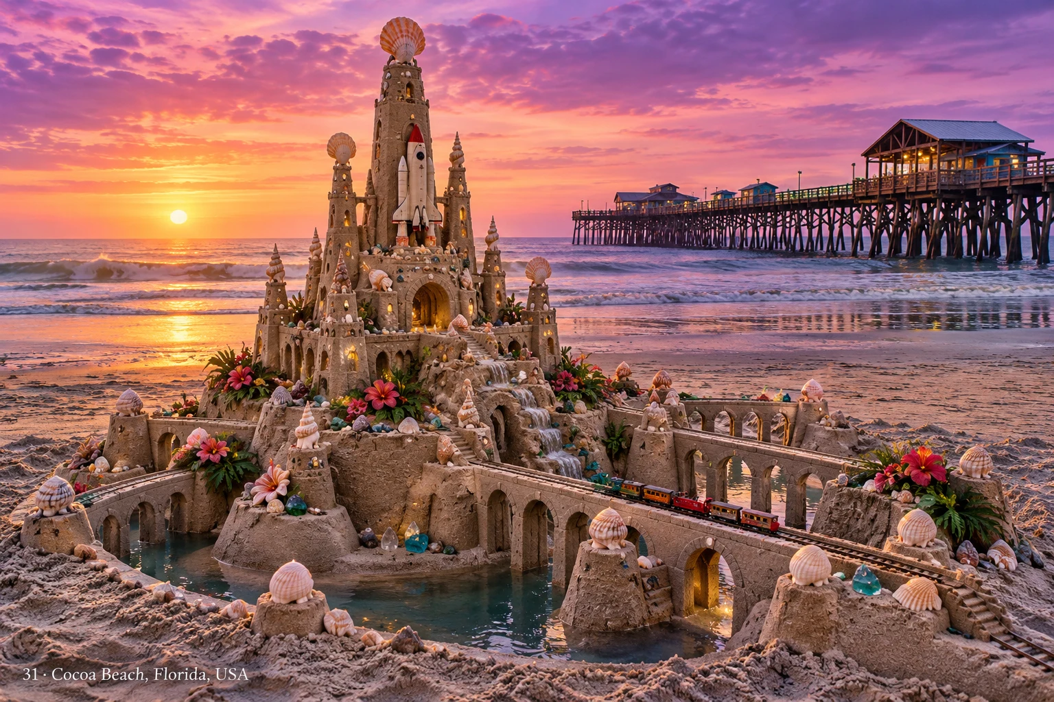 An imaginative sandcastle artwork from the beach and fantasy castle collection.