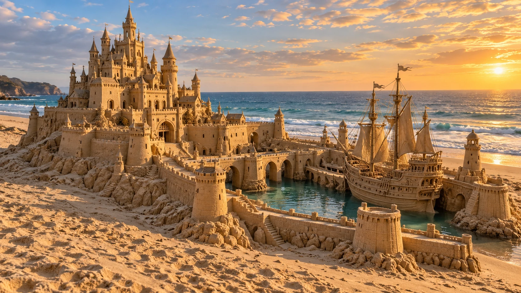 An imaginative sandcastle artwork from the beach and fantasy castle collection.