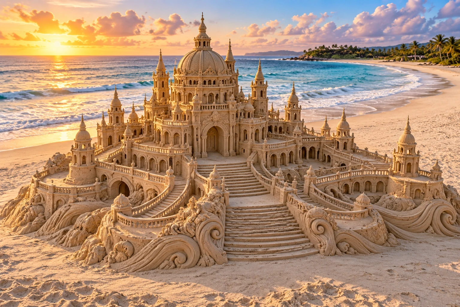 An imaginative sandcastle artwork from the beach and fantasy castle collection.