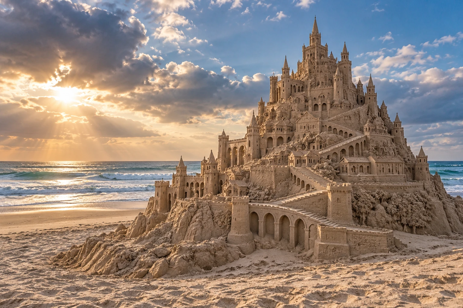 An imaginative sandcastle artwork from the beach and fantasy castle collection.