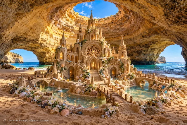 An imaginative sandcastle artwork from the beach and fantasy castle collection.