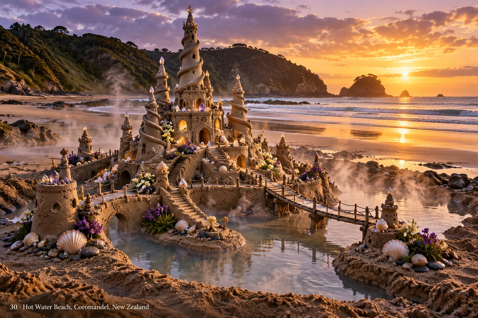 An imaginative sandcastle artwork from the beach and fantasy castle collection.
