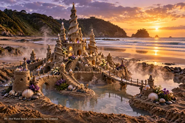 An imaginative sandcastle artwork from the beach and fantasy castle collection.