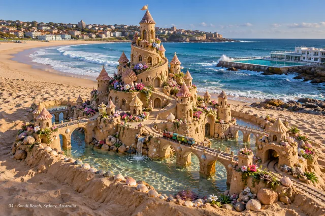 An imaginative sandcastle artwork from the beach and fantasy castle collection.
