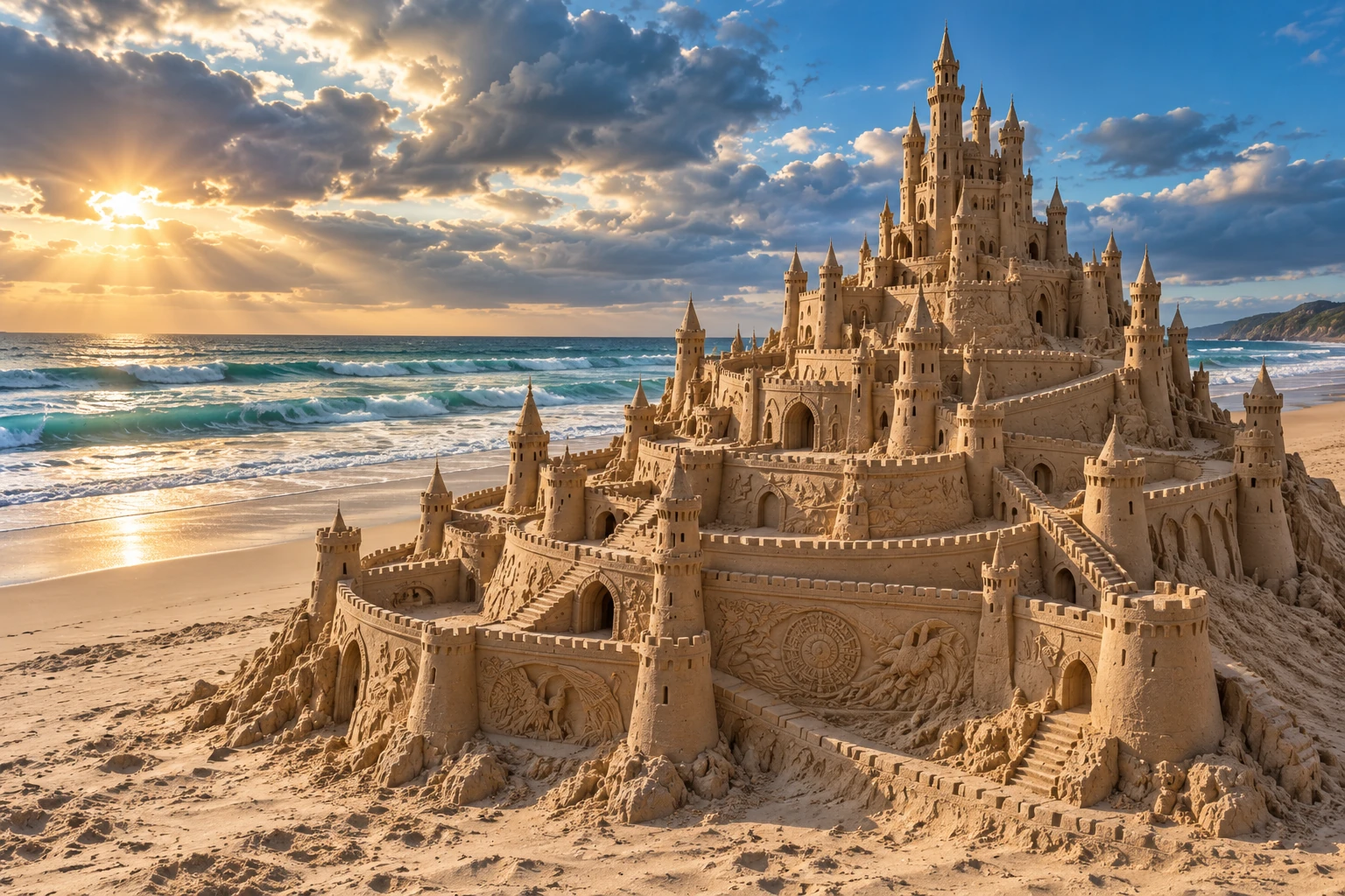 An imaginative sandcastle artwork from the beach and fantasy castle collection.