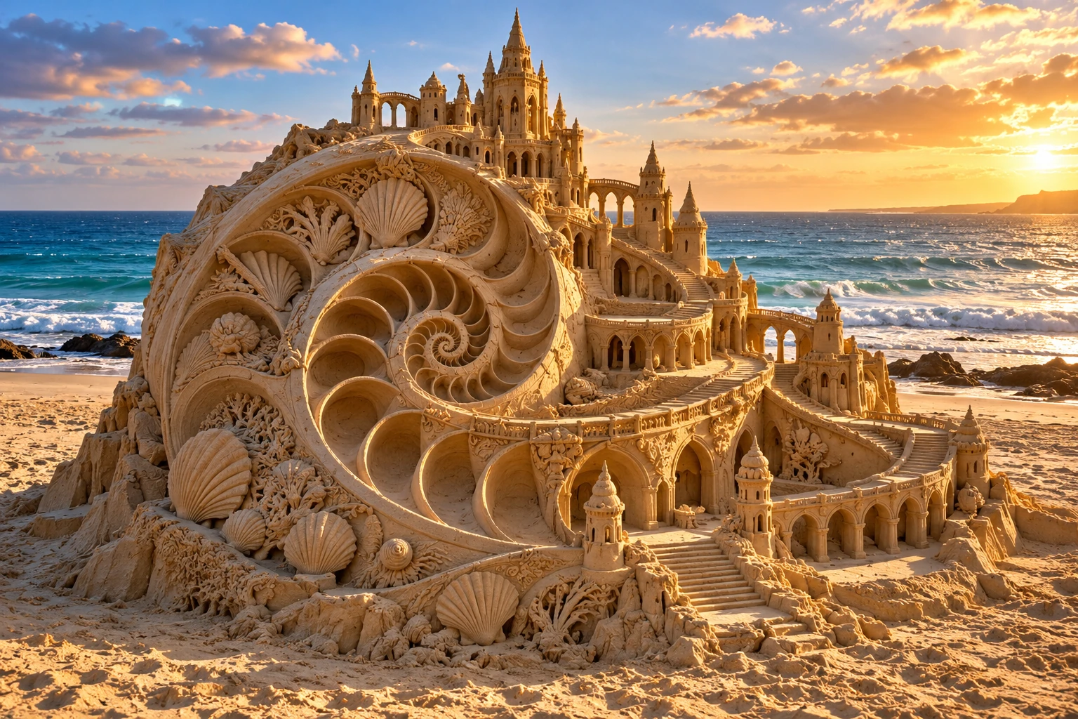 An imaginative sandcastle artwork from the beach and fantasy castle collection.