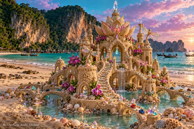 An imaginative sandcastle artwork from the beach and fantasy castle collection.