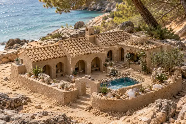 Miniature Sand Villa by the Pines.