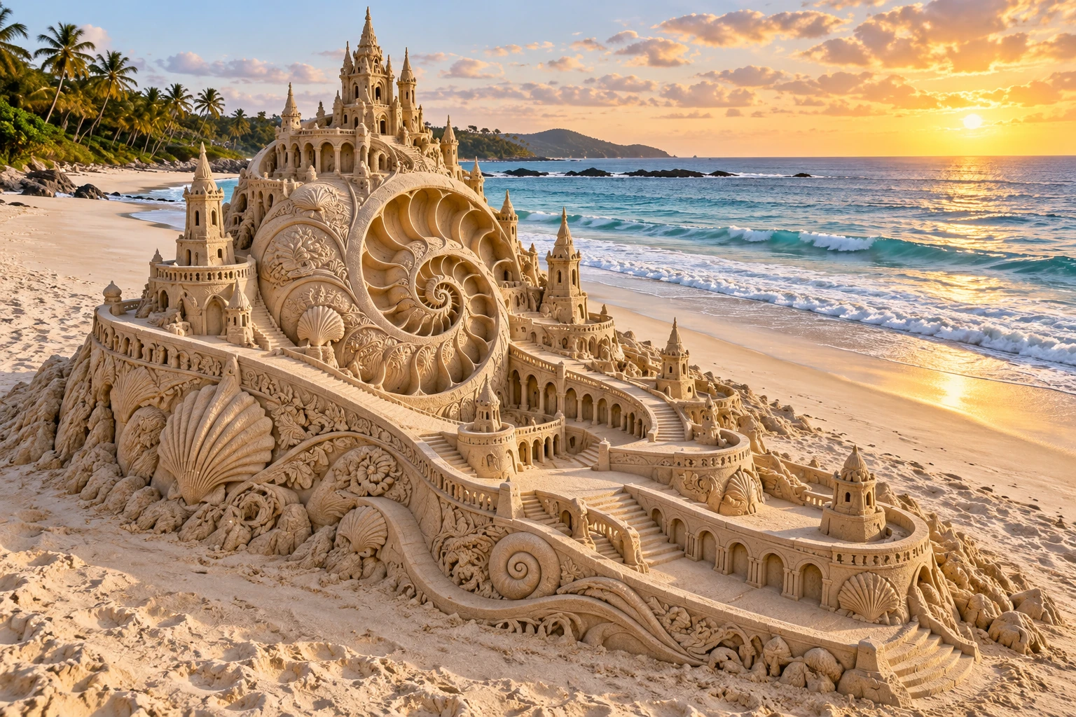An imaginative sandcastle artwork from the beach and fantasy castle collection.
