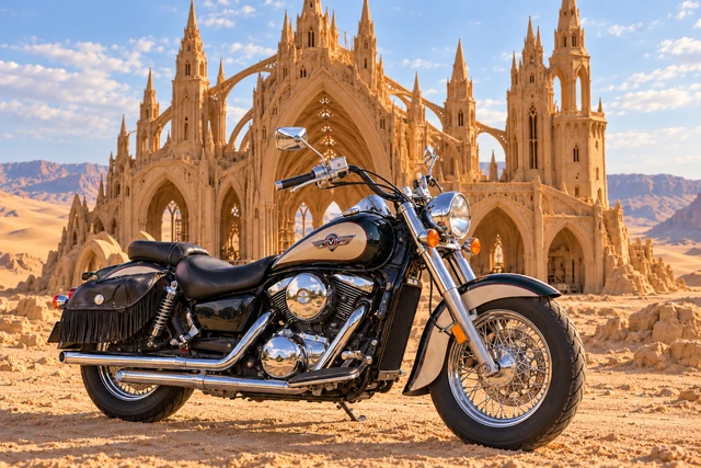 Santi’s 1999 Kawasaki Vulcan Classic 1500. Single-headlight Kawasaki Vulcan. Fictional automotive artwork.