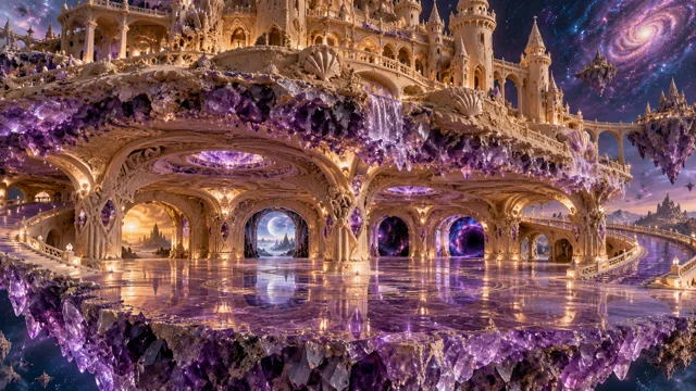 Floating amethyst sandcastle portal garage
