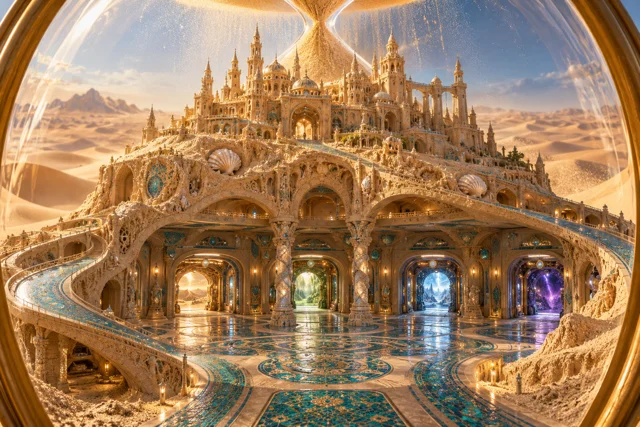 Hourglass sand palace portal garage