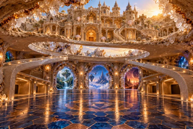 Portal garage beneath a sand mansion