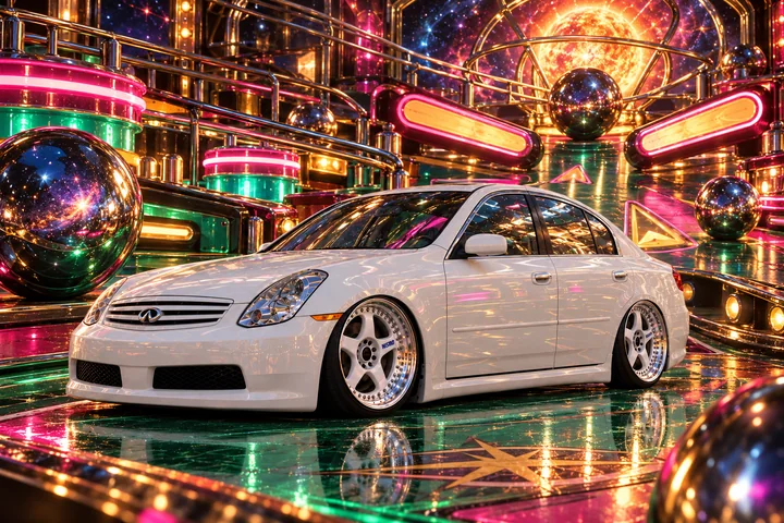 White Infiniti in Cosmic Pinball.