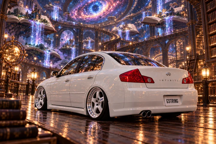 White Infiniti in the Gravity Library.
