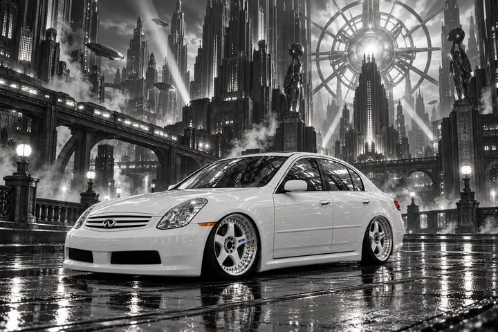 Infiniti in a Monochrome Art Deco City.