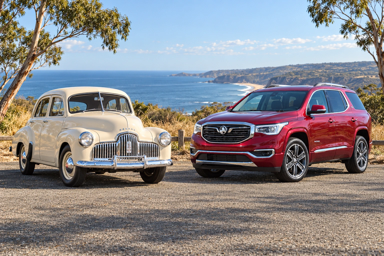1948 48-215 beside 2018 Acadia