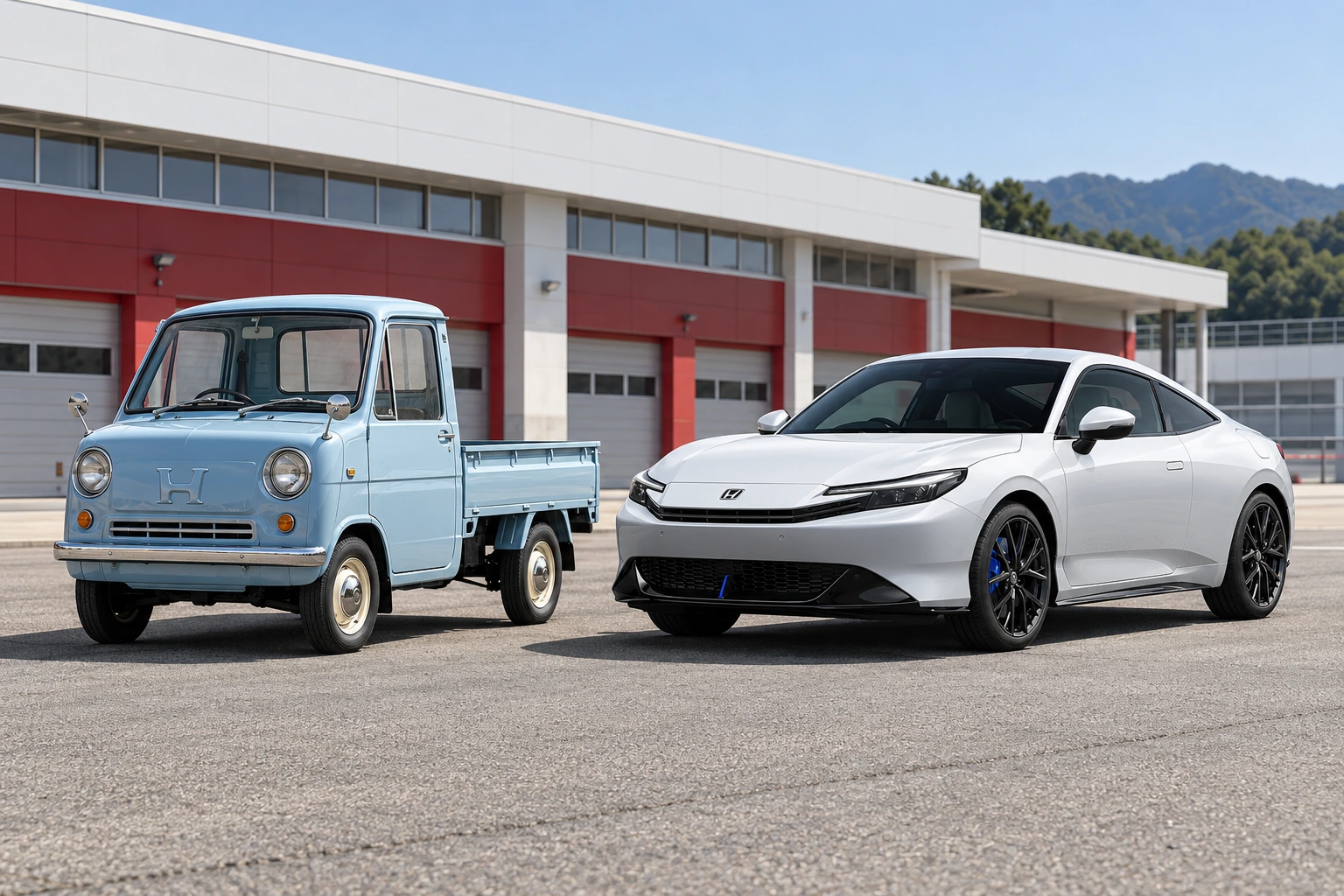 1963 T360 beside 2025 Prelude