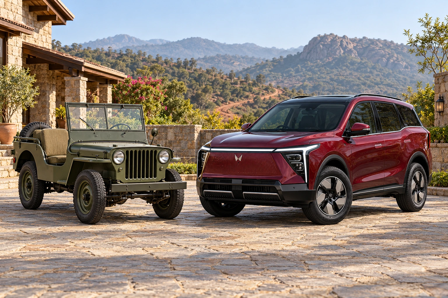 1949 CJ-2A beside 2026 XEV 9S