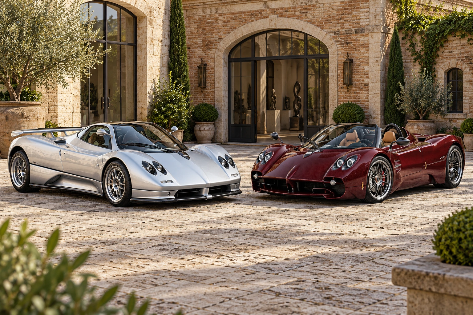 1999 Zonda C12 beside 2024 Utopia Roadster