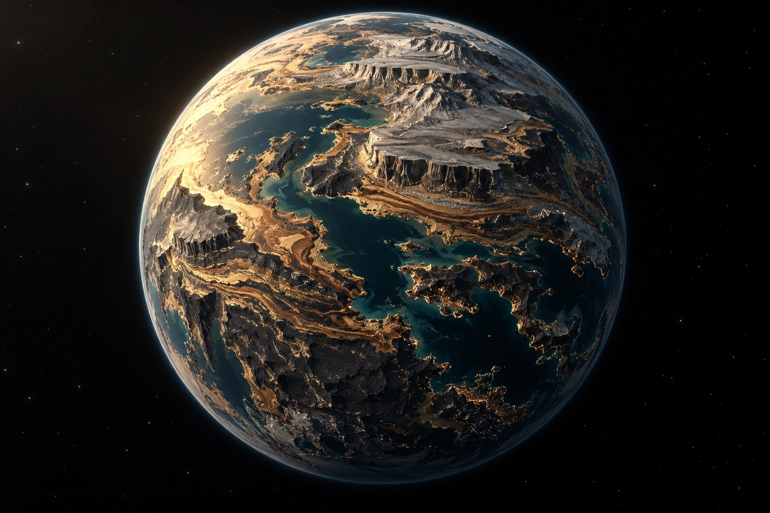 Crestoria, a detailed fictional planet inspired by Cadillac