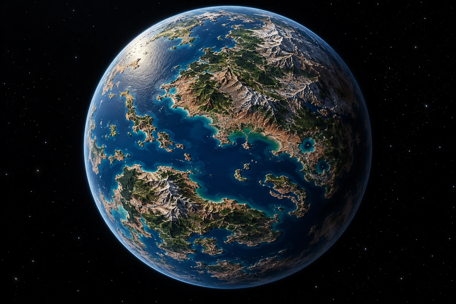 Panteris, a detailed fictional planet inspired by De Tomaso