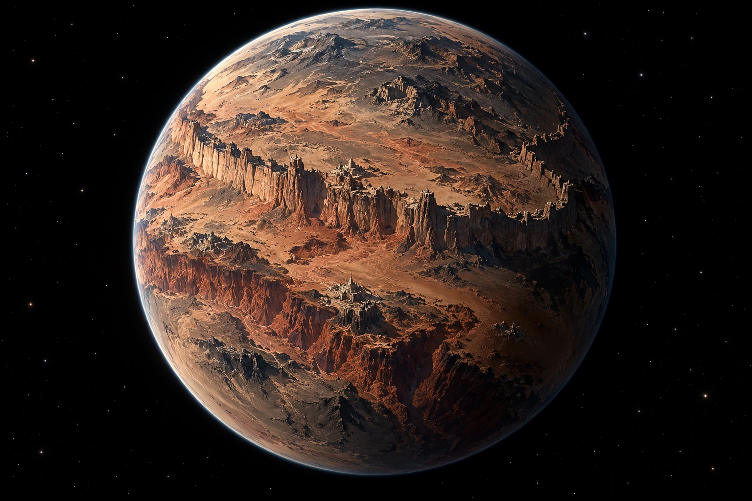 Bastion, a detailed fictional planet inspired by Great Wall
