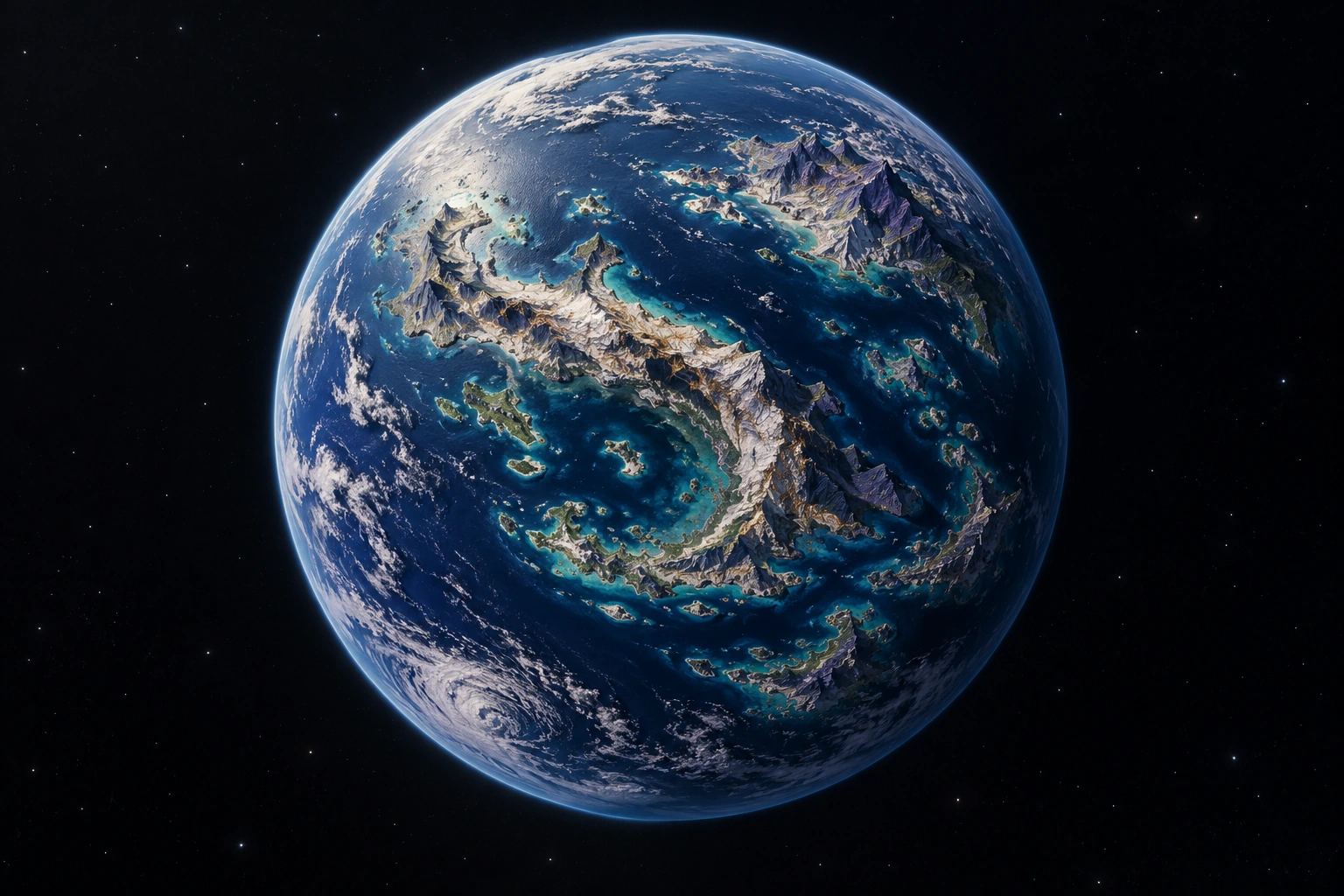 Infinitara, a detailed fictional planet inspired by Infiniti