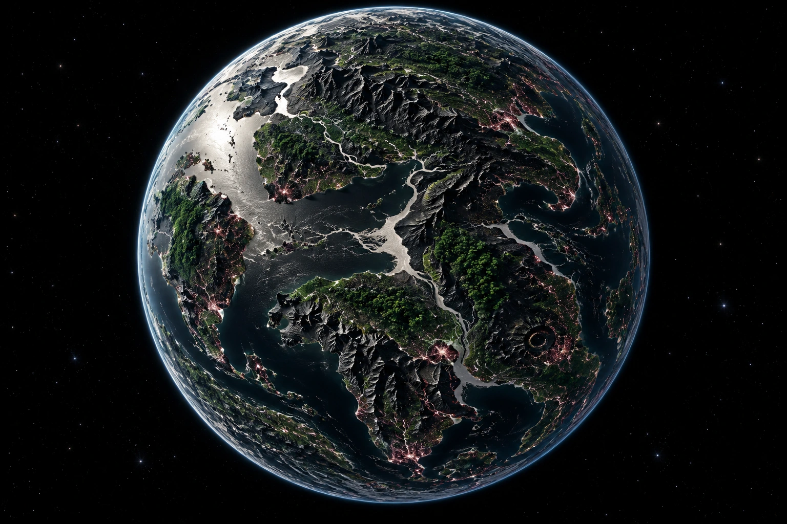 Panthera, a detailed fictional planet inspired by Jaguar