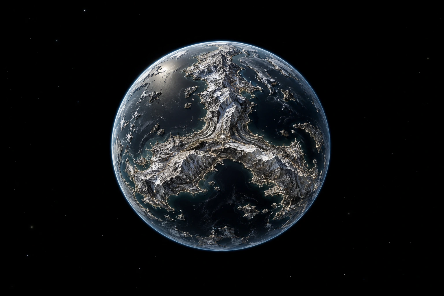 Sternara, a detailed fictional planet inspired by Mercedes-Benz