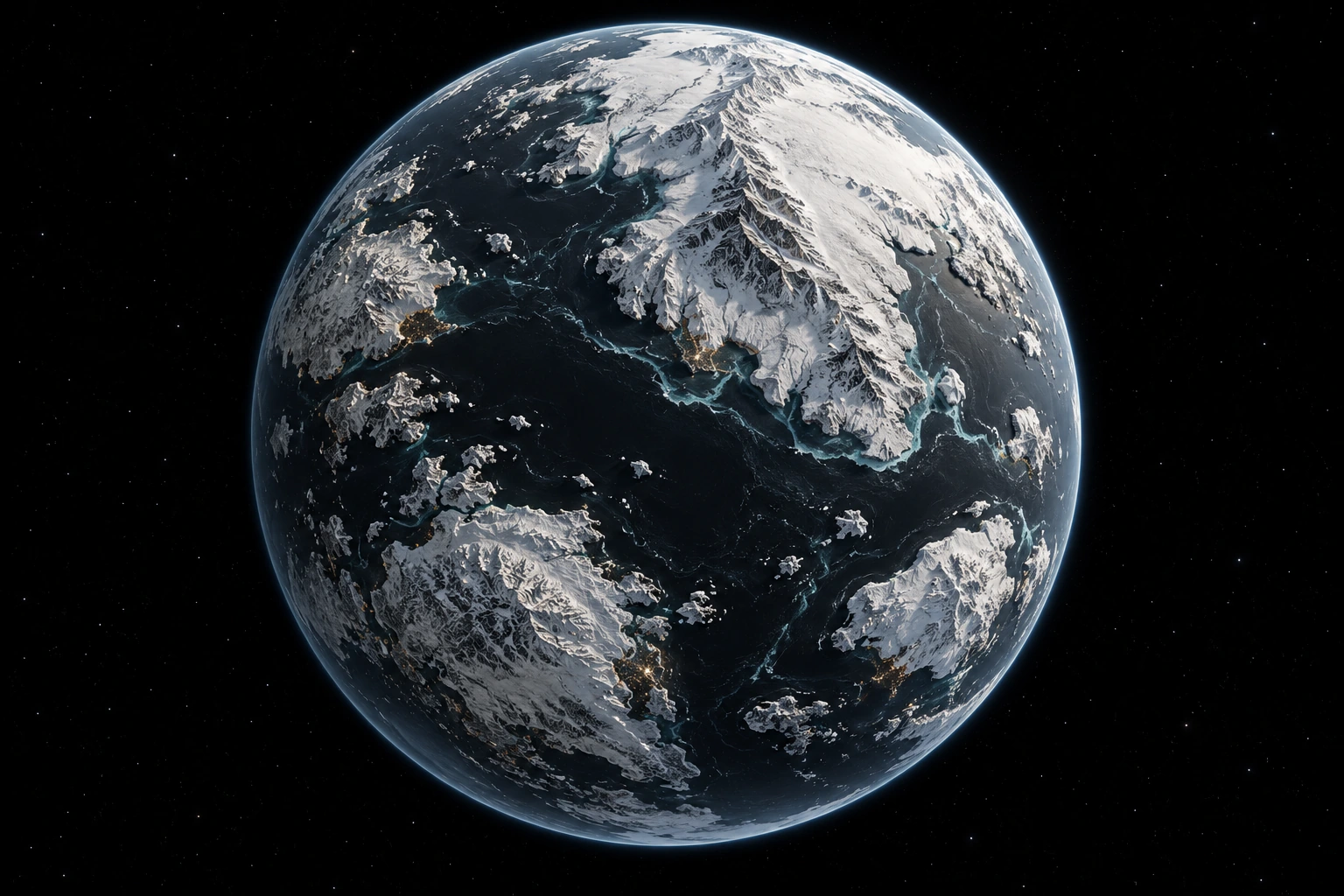 Northlight, a detailed fictional planet inspired by Polestar